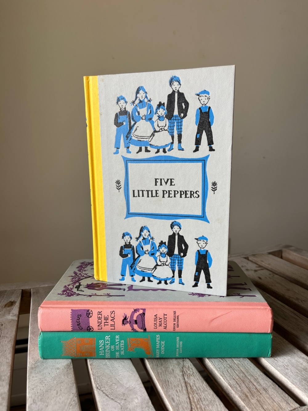 Vintage Five Little Peppers Junior Deluxe Edition Yellow Illustrated Book Decor